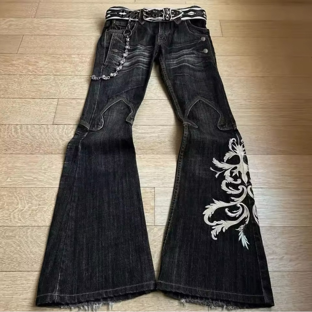Japanese Black Low waisted Flare/ Bootcut Jeans Japanese Denim‼️LMK YOUR SIZE‼️